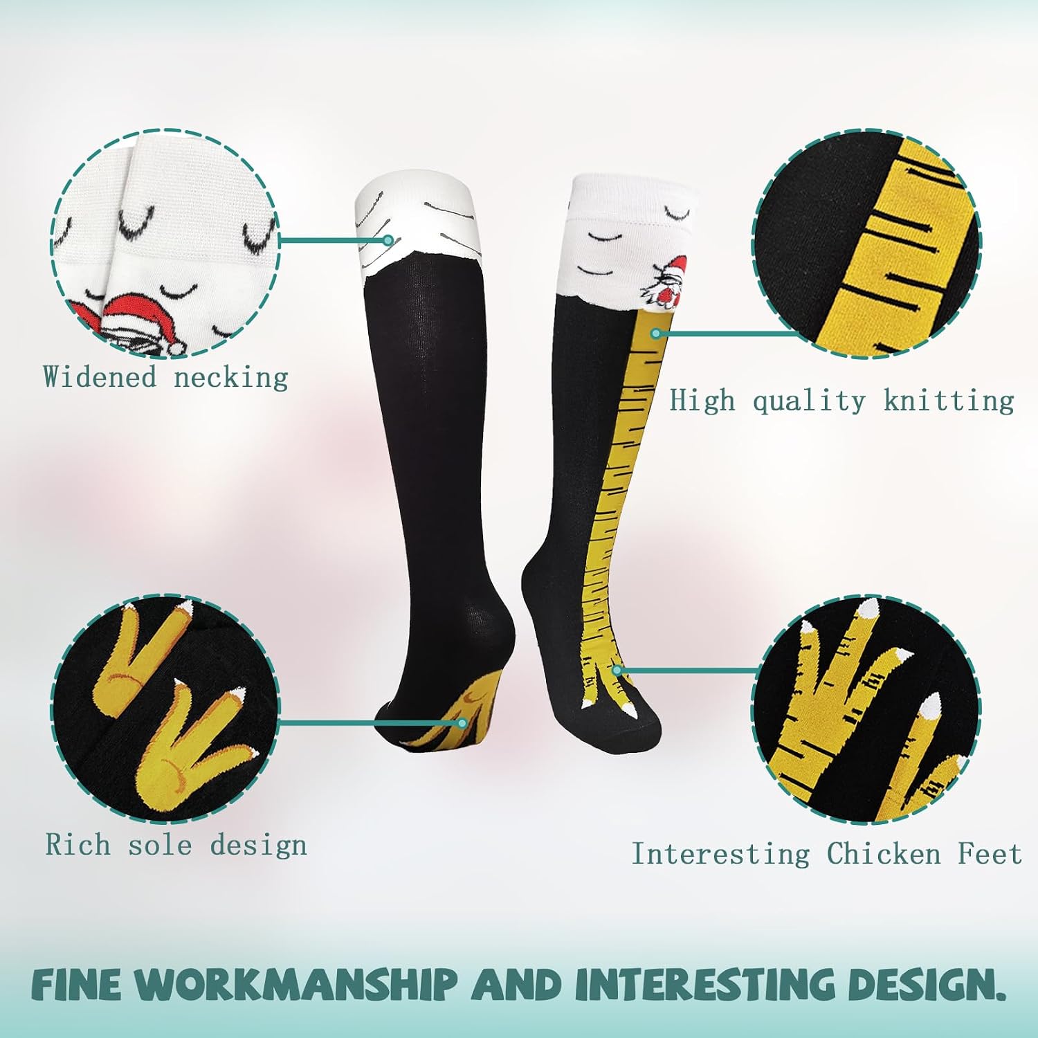 WHOTAY Crazy Funny Chicken Leg Socks for Women Men Novelty Chicken Feet Socks White Elephant Gifts for Adults Gag Gifts image 5