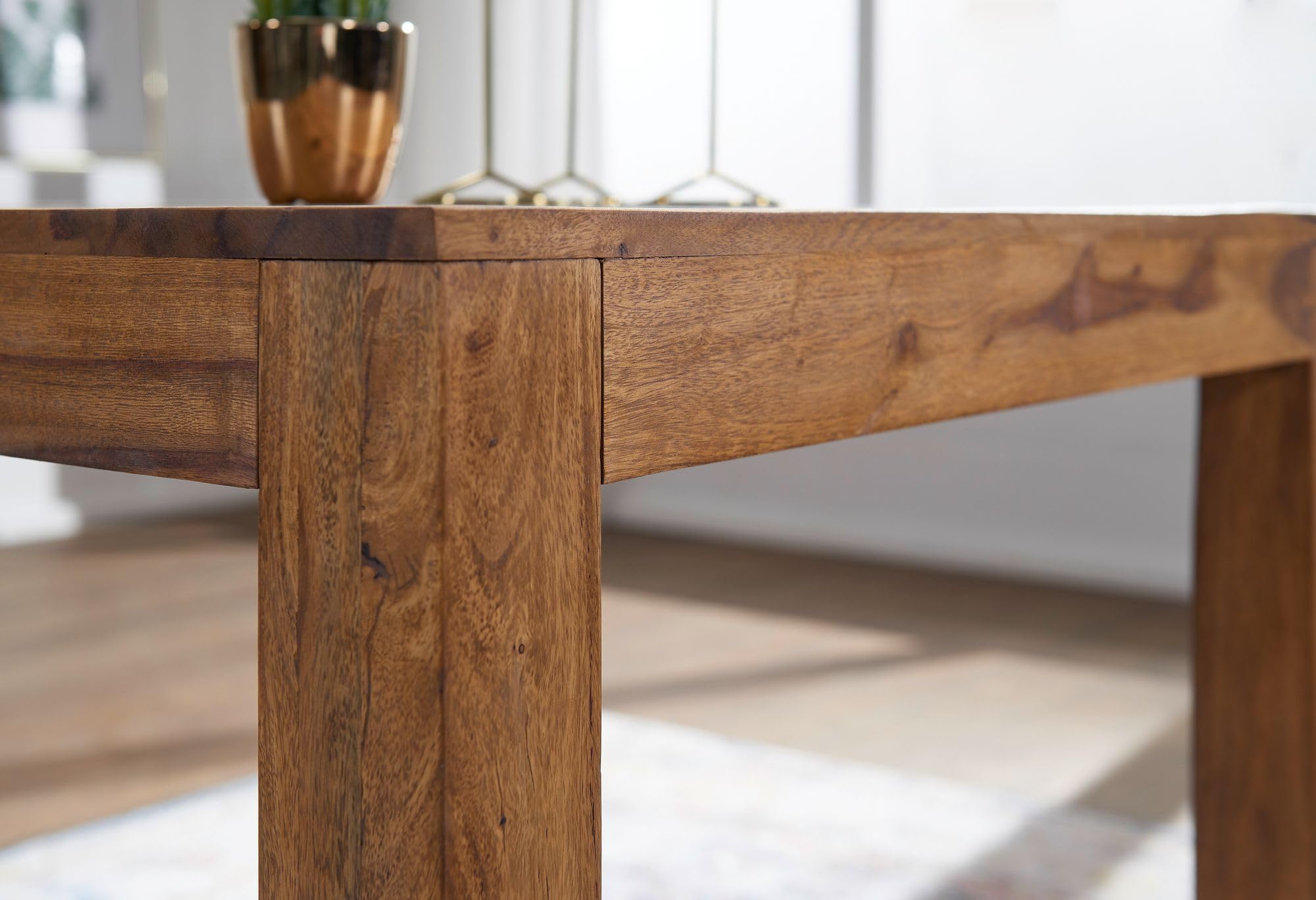 Wohnling Esstisch Mumbai Massivholz Sheesham 80 cm Esszimmer-Tisch Holztisch Design Küchentisch Landhaus-Stil dunkel-braun
