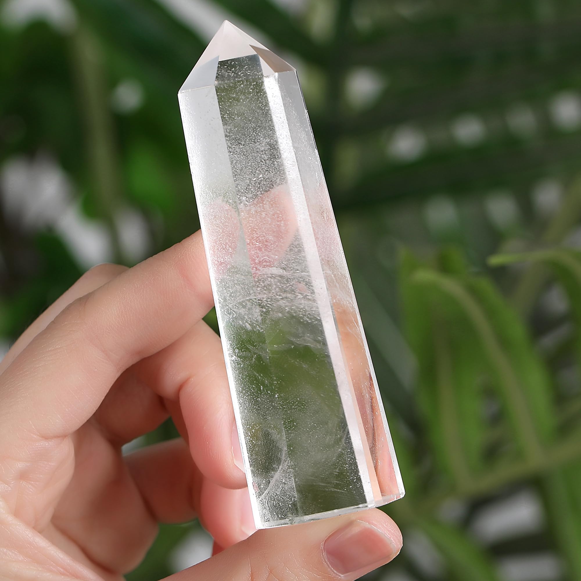 MAIBAOTA 4" Clear Crystal Healing Crystals Wands Gifts for Beginners Hexagonal Point Tower Meditation Nature Reiki Polished Protection Decor Large Crystal 1pcs