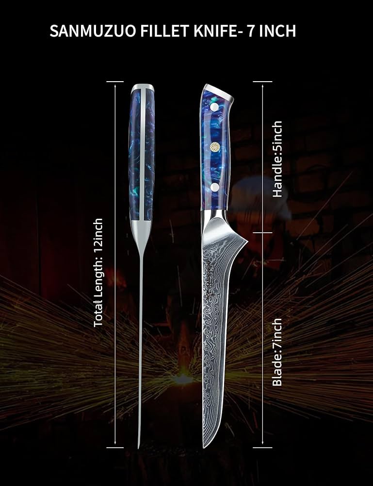 サファイアブルー SANMUZUO ボニングナイフ 7インチ フィレナイフ Amazon.co.jp: SANMUZUO ボニングナイフ - 7インチ フィレナイフ