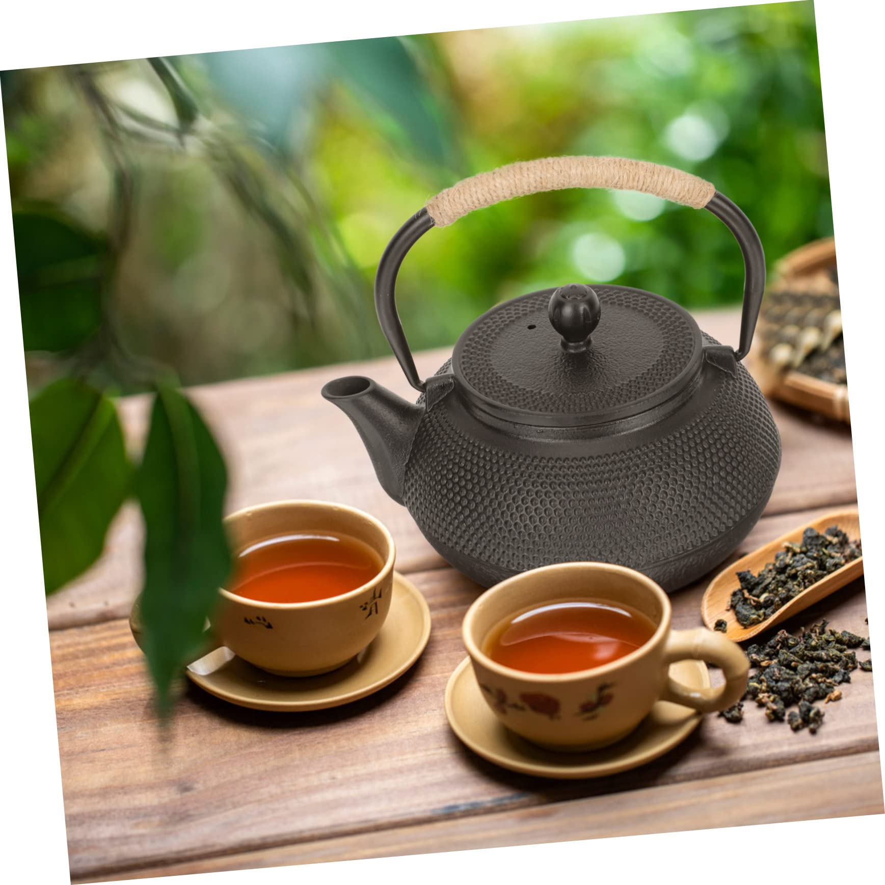 Tetera de Hierro Fundido Tetsubin Negra de 800ml para Té | Infusor, Asa Cómoda, Limpieza Sencilla Retención Térmica, Uso Doméstico, Acabado Tallado