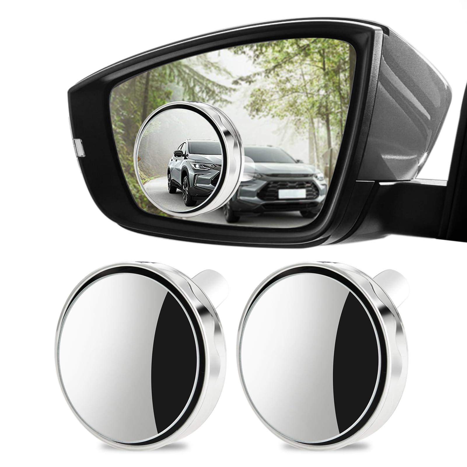 luwiscook 2 Stück Blind Spot Spiegel – Upgraded 360° drehbare konvexe Rücksichtsspiegel, HD Glas Weitwinkel für Autos, Lkw & SUVs Wasserdicht & Glanzschutz, Silber Runde Sicherheitsspiegel