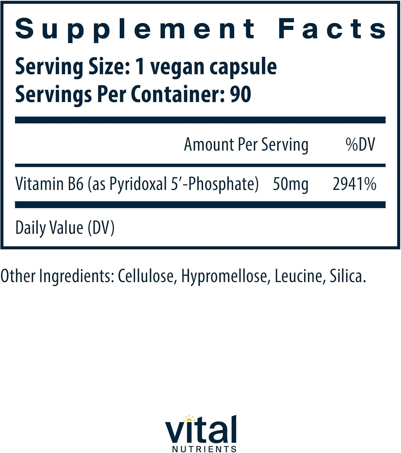 Vital Nutrients Pyridoxal-5 Phosphate - Activated Vitamin B6 - Methylated B6 for Metabolism, PMS, and Menstrual Support* - High-Potency P5P Supplement - Gluten, Dairy, Soy Free - 90 Capsules