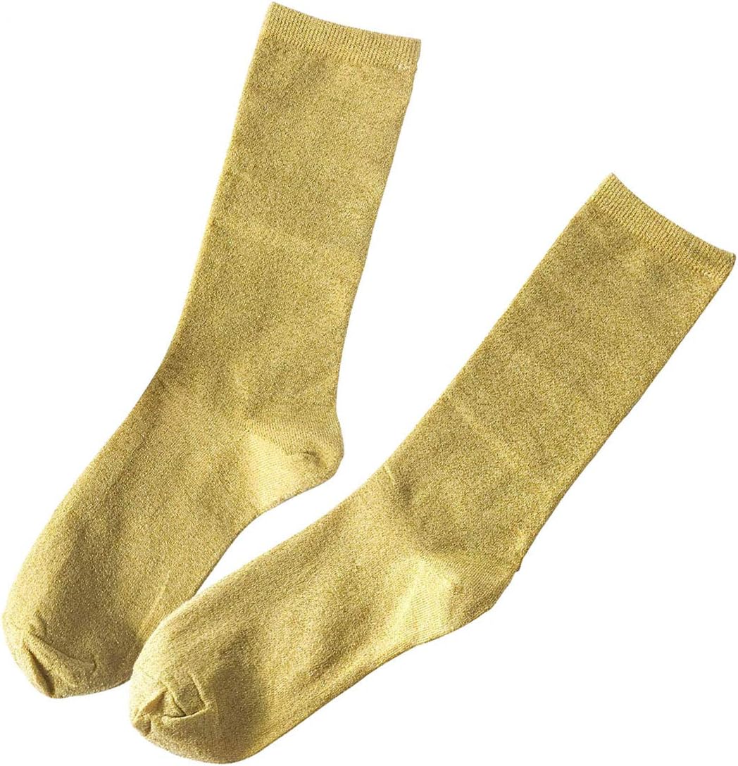 CENAST 2 Pairs Novelty Glitter Ankle Socks Casual Bright Sox Piles Sock Gold