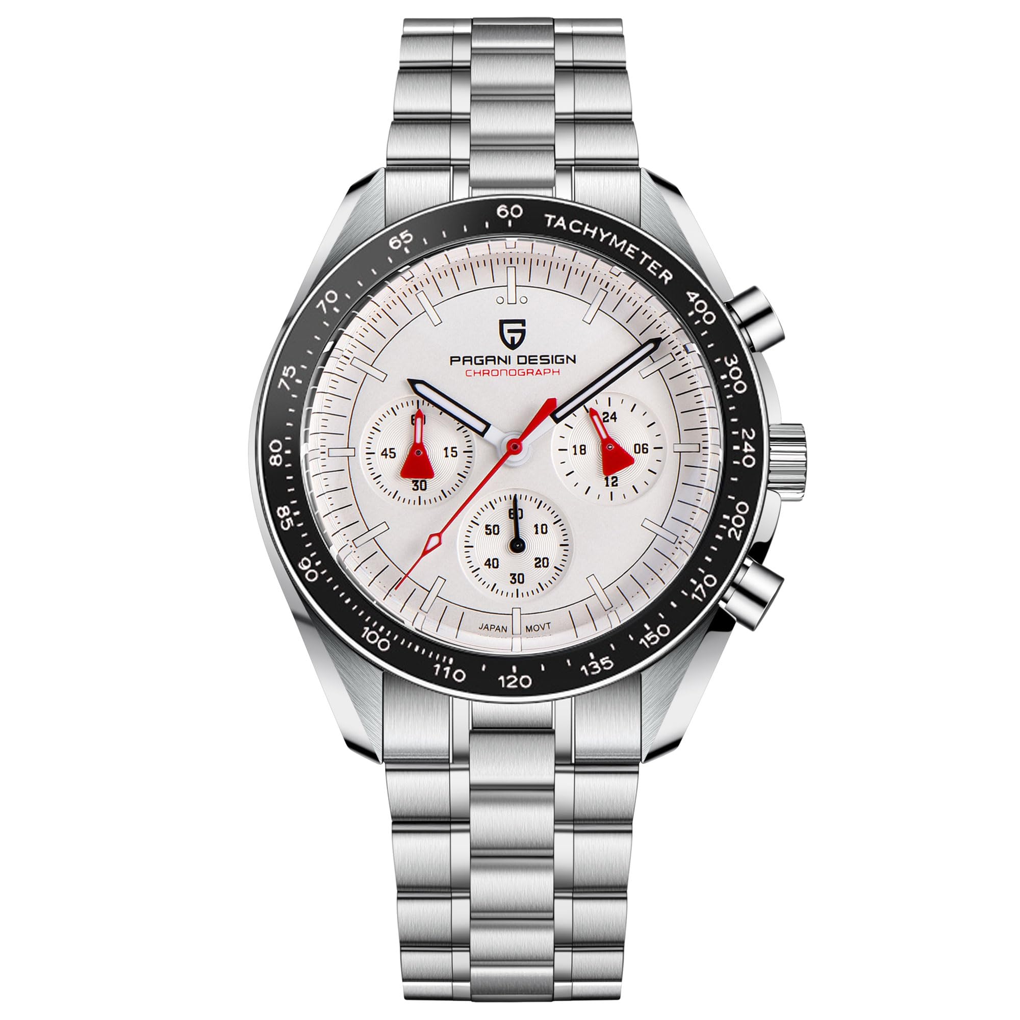 TYBERLEYPagani Design 1701 Men's Professional Chronograph Japan VK63 Quartz Movement Moon Wristwatch Stainless Steel 100M Waterproof Casual Analog Watch Date