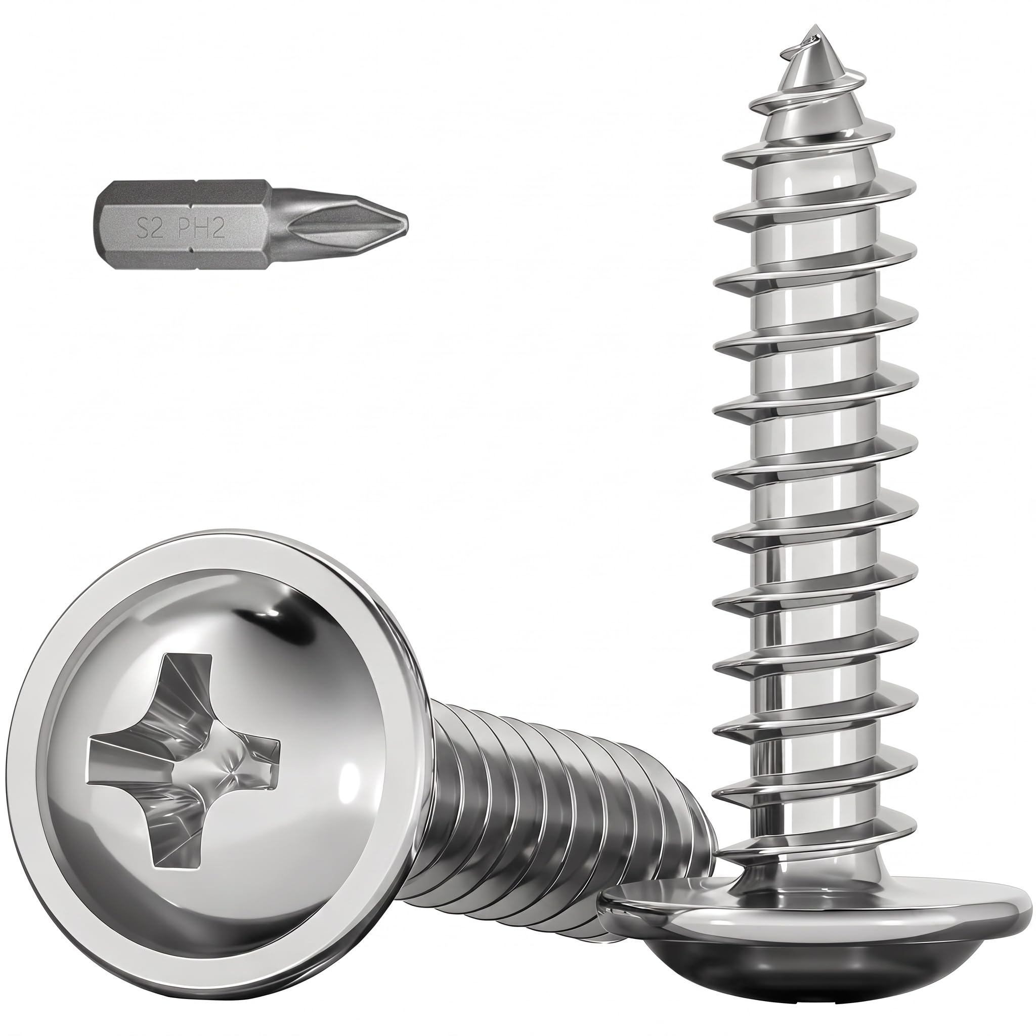 Zynthor 30Pcs M6 x 30mm Pan Head Self Tapping Screws, Phillips Wood Screws