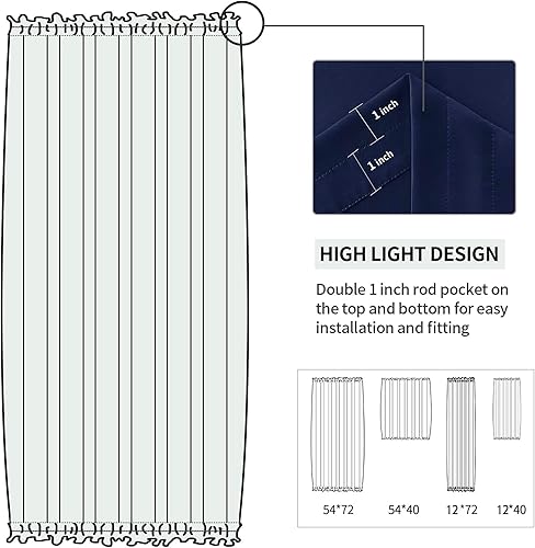 Miniatura 592 de DWCN Cortinas para puerta francesa: cortina térmica con bolsillo para barra para puertas con ventana de cristal, puertas de cocina y patio