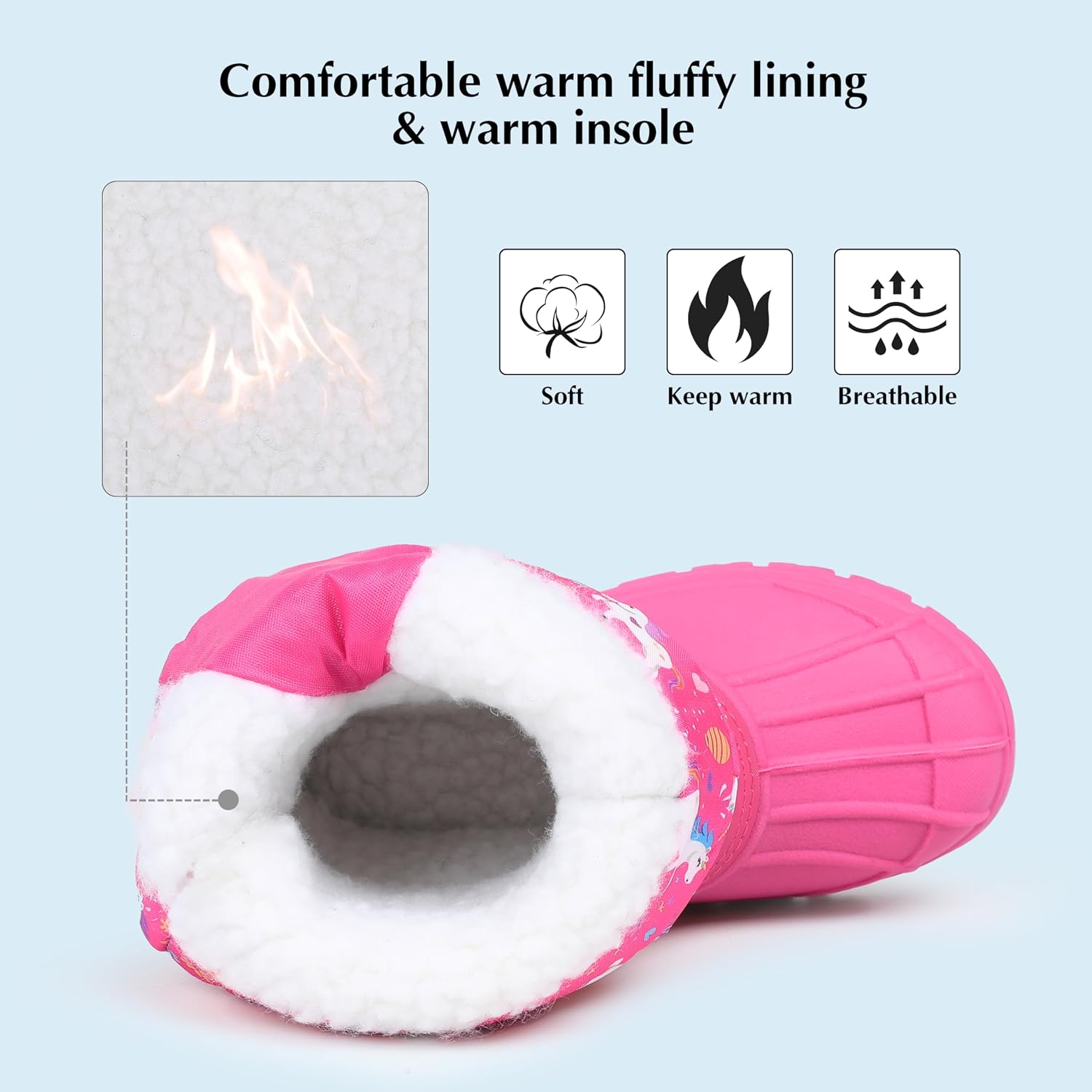 FANTURE Boys Girls Snow Boots Winter Waterproof Resistant Cold Weather Outdoor Shoes (Toddler/Little Kid)