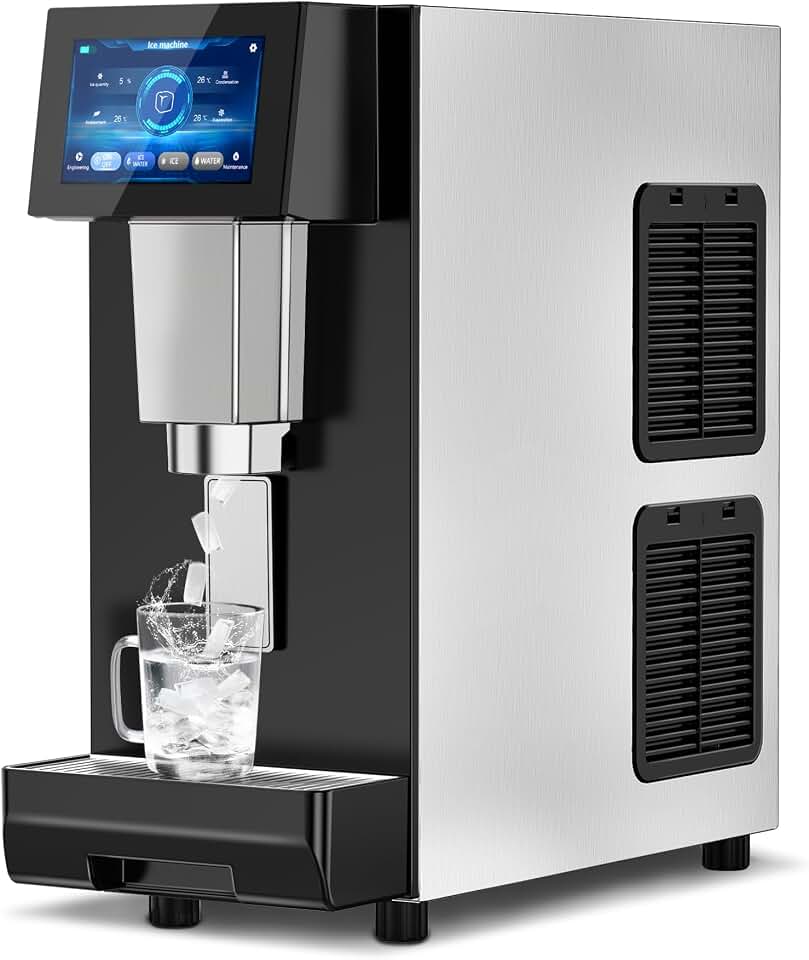 Nugget Ice Maker Machine Countertop, Ice/Water/Ice & Water Optional, 95LBS/24H Soft Pellet Crushed Chewable Ice Machine with Self-Cleaning for Home Office Kitchen Party RV
