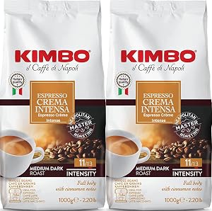 VALUBNDL: KIMBO WHOLE COFFEE BEANS 1KG - Espresso Beans - Café en Grain - Italian Coffee - Custom VALUBNDL Branded (BULK 4.41LBS!) (2 PACK, CREMA INTENSA)