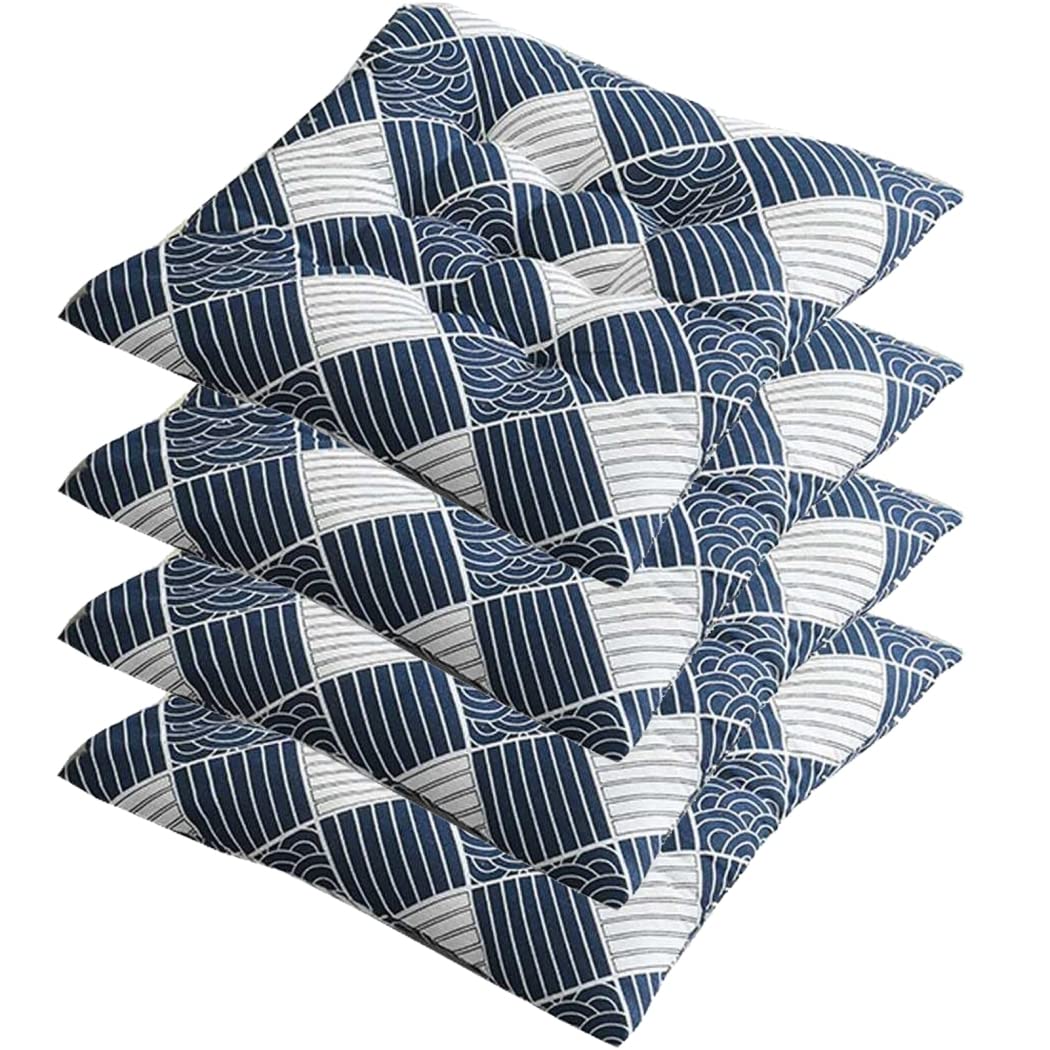 YOUNGC Confezione da 4 Cuscini per sedie con Lacci, Cuscini per sedie Quadrati in Cotone Super Spessi e Comodi, Cuscini per sedie da Cucina Lavabili da Pranzo, C,50X50cm/20X20in
