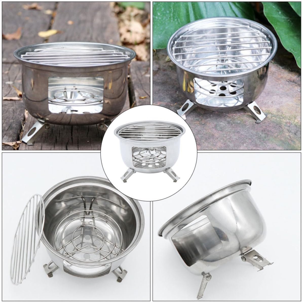 Portable Camping Bbq Stove Stainless Steel for Skewers and Warming
