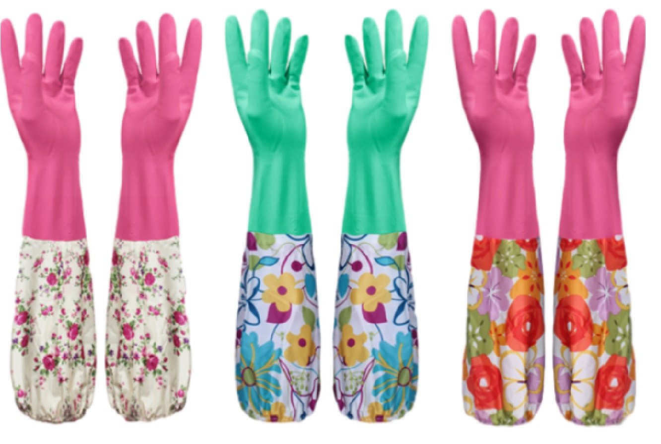 Amazon.co.jp: (ケーエルユー)KLU ゴム手袋 キッチン 花柄 ロング