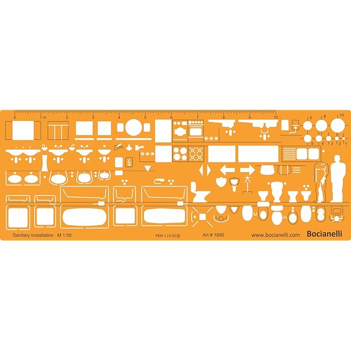 Traceease 9-Piece Architect Template Set - Kitchen/Bath/Bedroom Drafting Stencils