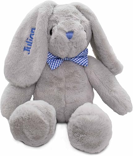 Miniatura 4 de DIBSIES Hoppity Floppity Bunny personalizado de 18 pulgadas (conejito gris con pajarita azul)