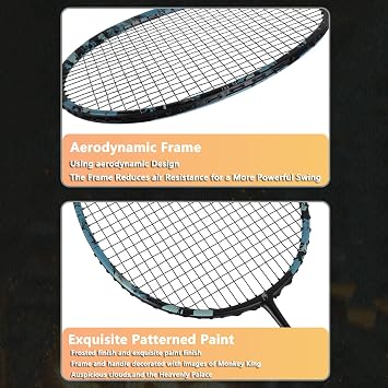 Professional Badminton Racket,Full Carbon 4U Offensive 30 lbs Badminton Set,Outdoor Two-Player Sparring,with 2 Shuttlecocks and 1 Carrying Bag,for Backyard Gym Beach Outdoor Games