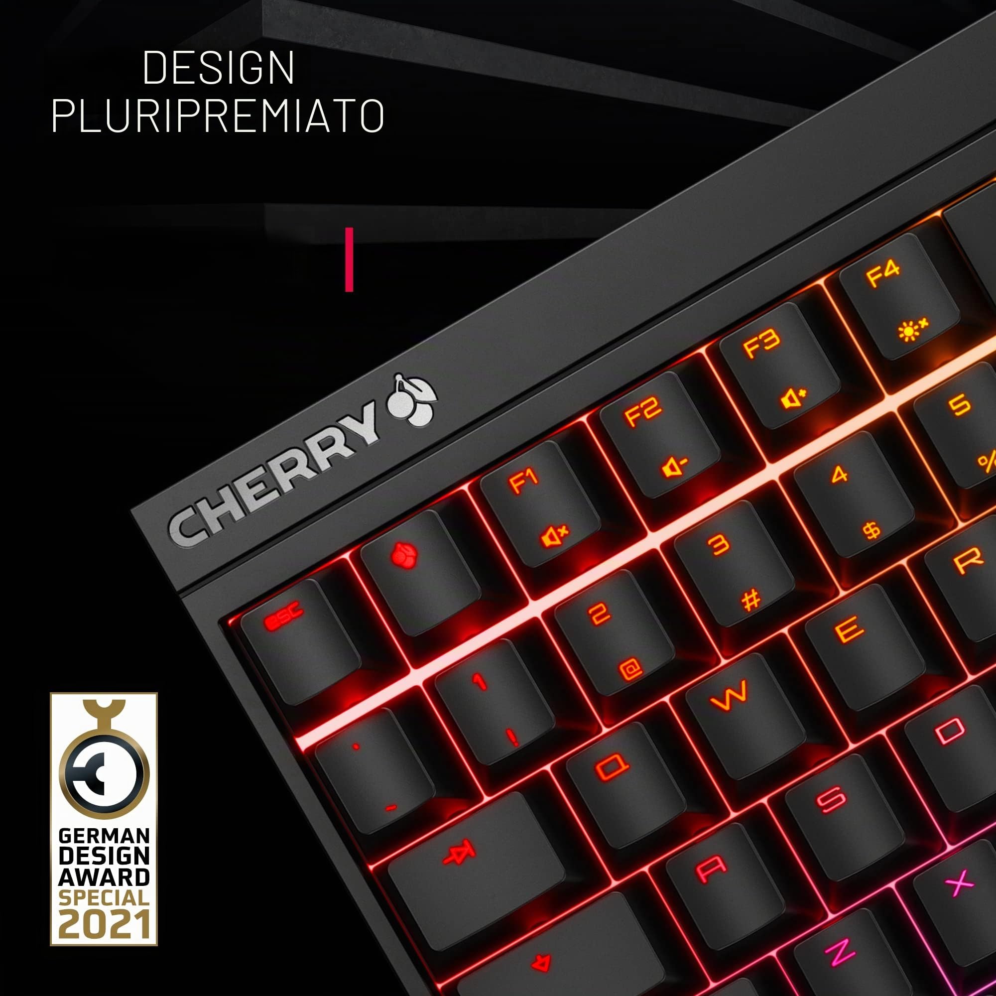 CHERRY MX 2.0S, Tastiera Gaming Meccanica con Illuminazione RGB, Layout Unione Europea (QWERTY), Con Filo, Progettato in Germania, Interruttori MX BLUE, Bianco