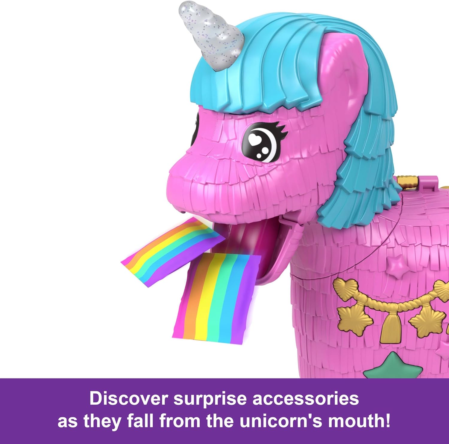 Polly Pocket Unicorn Partilandia Pinata Pencil Case with 2 Mini Dolls & 25 Party Themed Accessories, Toy +4 Years (HYD96)