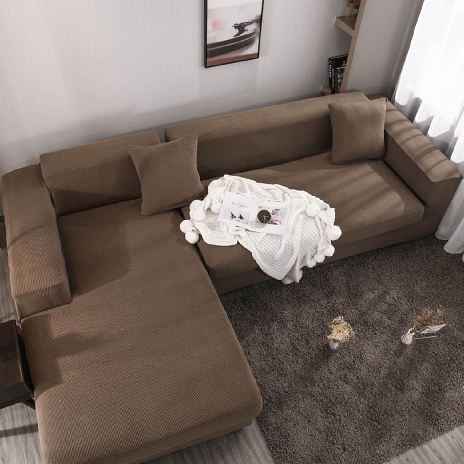 Housse de canapé sectionnel extensible antidérapante pour meuble dangle 4 places