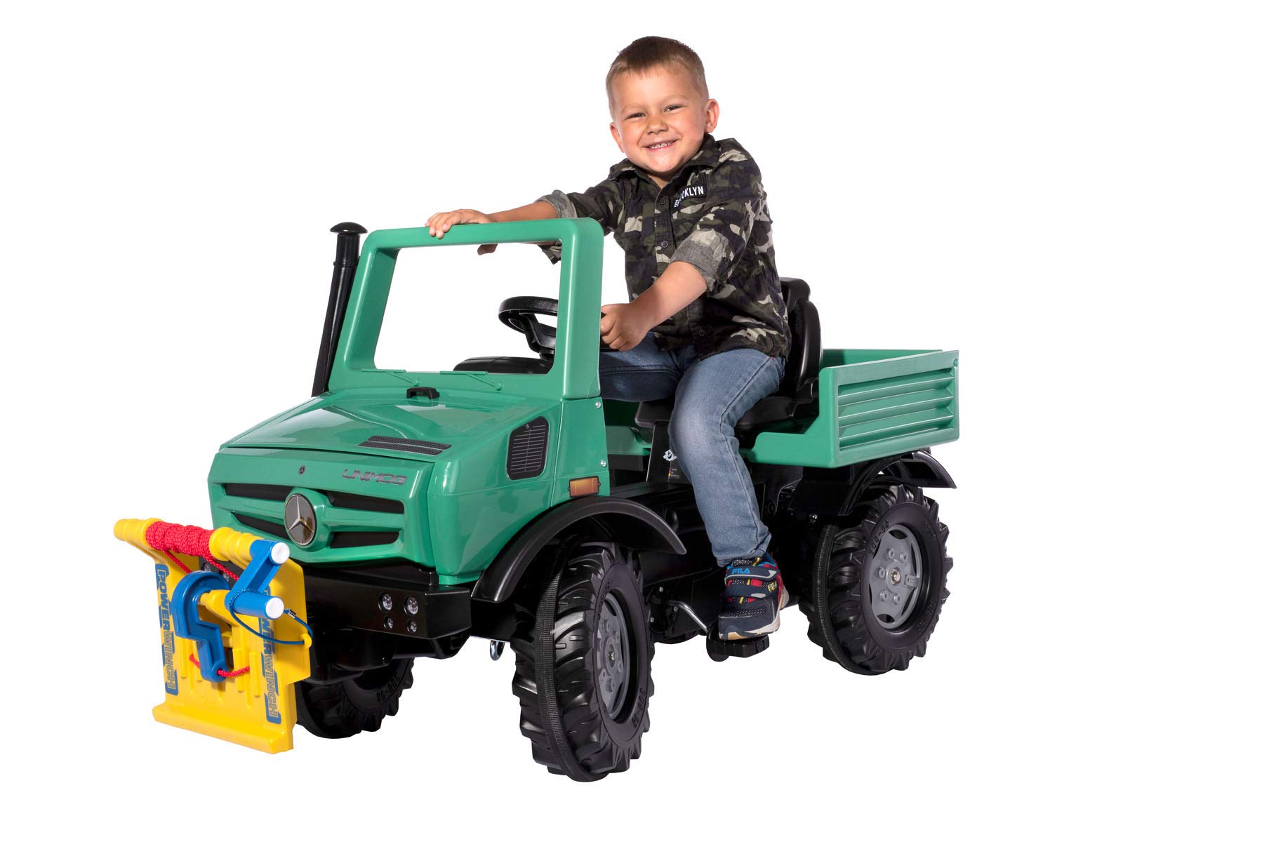 ROLLY TOYS- Mercedes-Benz Auto RollyUnimog Forst Edition 2020 (unimog, Veicolo a Pedale), incl. RollyPowerwinch, Sedile Regolabile, Pneumatici silenziosi, Singolo, Colore Verde Menta, Grande, 038244