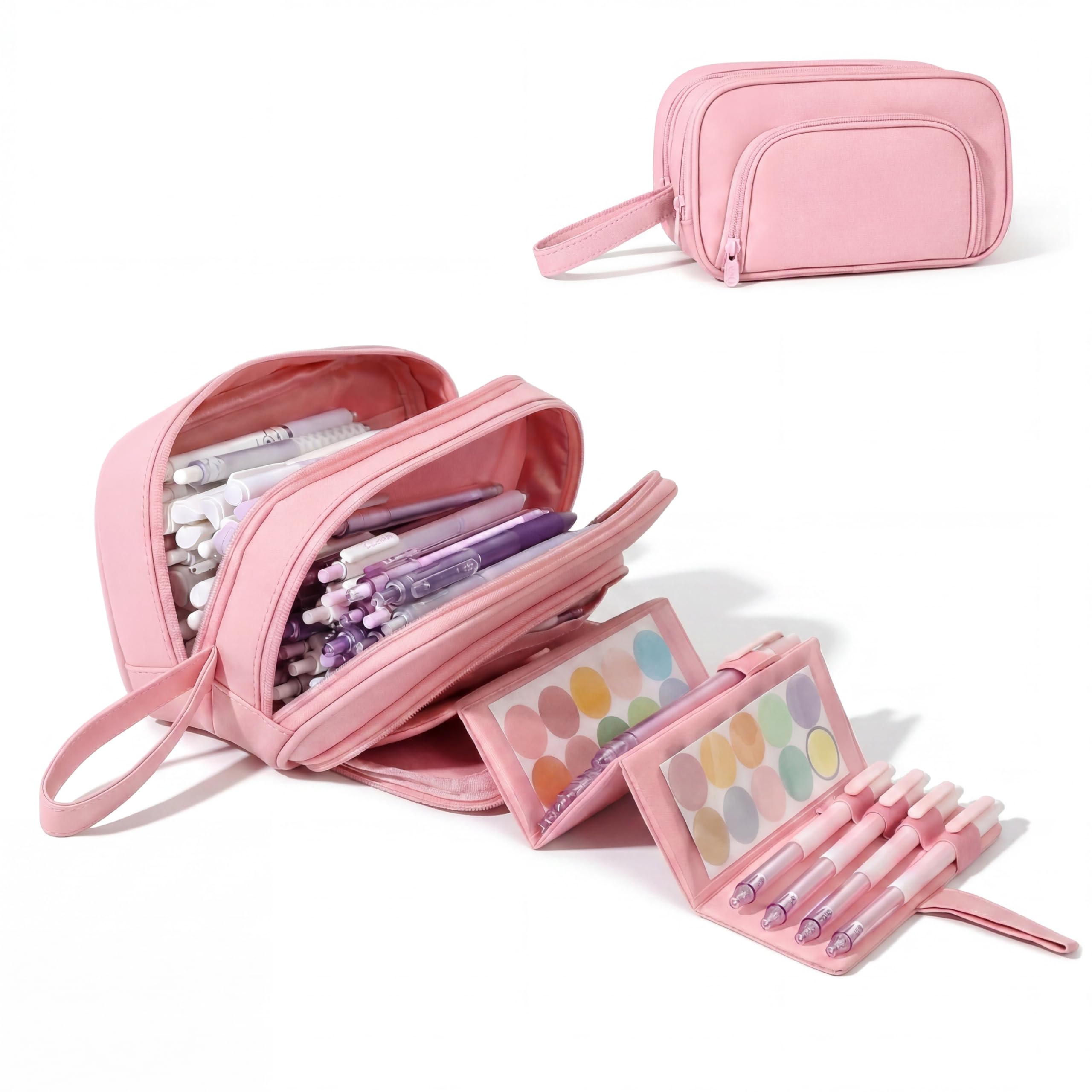 Pencil Case Large Capacity, Pencil Bag with Pull-Out Organizer for Quick Access, Cute Pencil Case with Compartments, Aesthetic Stationery Organizer for Office School Teen Girls Boys Men Women Adults