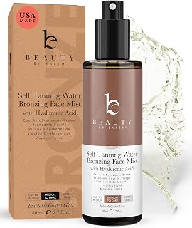 Beauty by Earth Bronzing Face Tanner Spray Mist - Natural Organic Sunless Tanning Water, USA Made for Sensitive Skin