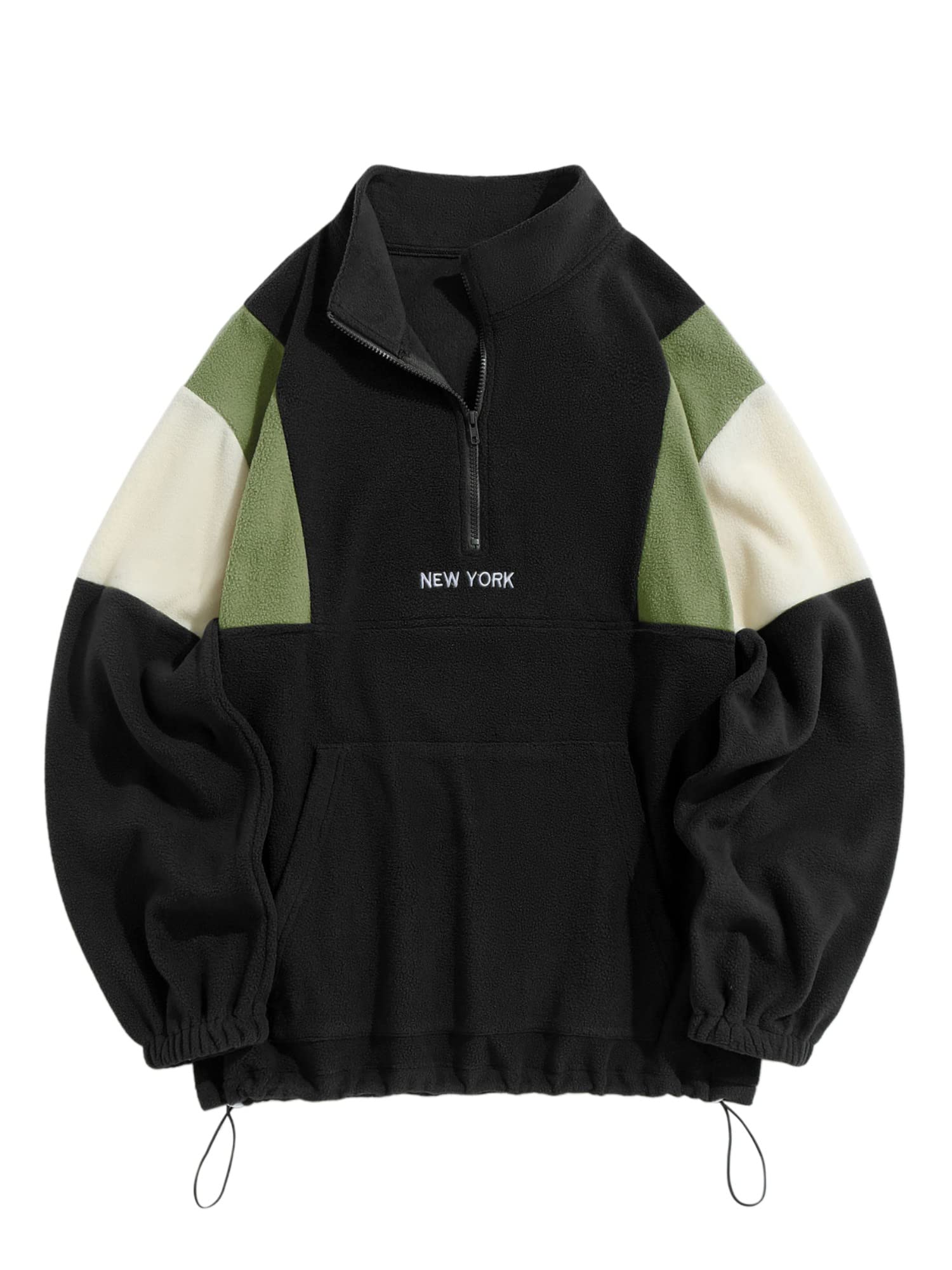 Men's Polar Fleece Sweatshirt NY Embroidery Half Zip Fleece Jacket