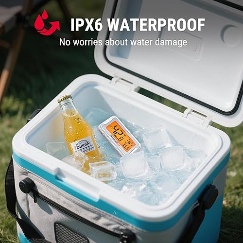 Miniatura 6 de ThermoPro Termómetro para refrigerador con gran pantalla LCD retroiluminada, impermeable, paquete de 2 con registro máximomínimo, fácil reemplazo de