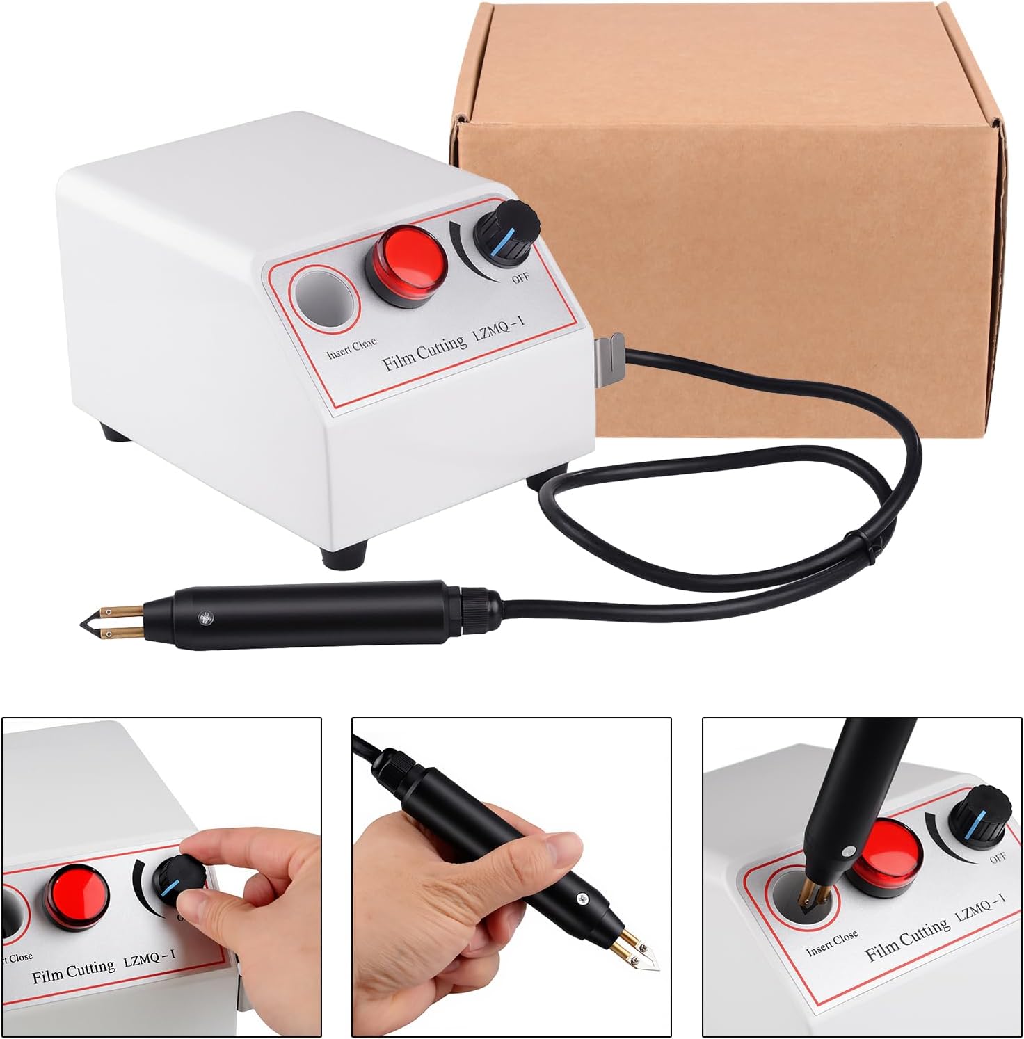 Global-Dental 10W Pressure Film Cutting Machine Plastic Film Trimmer Vacuum Forming Sheets and Splints Cutter with Stainless Steel Blade Lab Equipment LZMQ-1