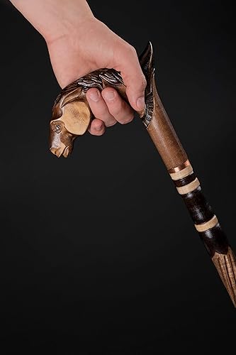 Miniatura 4 de Bay Horse Carved Wooden Cane - Handmade Walking Stick for Gift - Crafted Hiking Baston