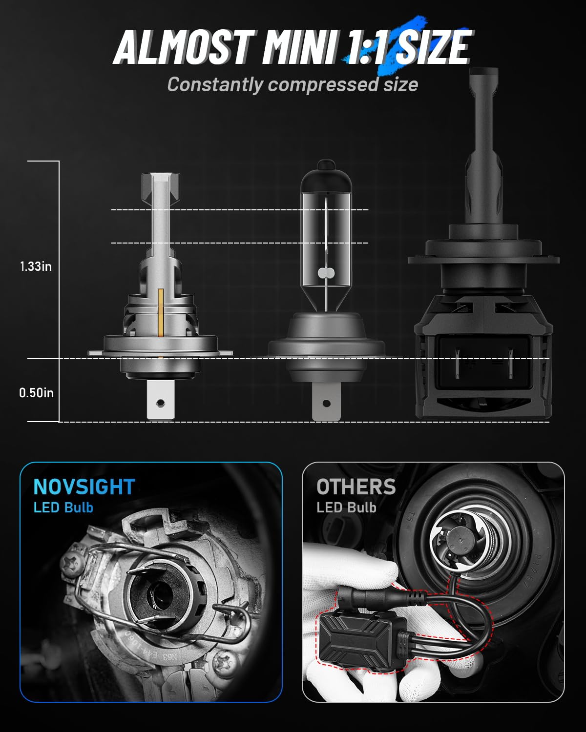 NOVSIGHT Lampadina LED H7 per fari abbaglianti e anabbaglianti, 70 W