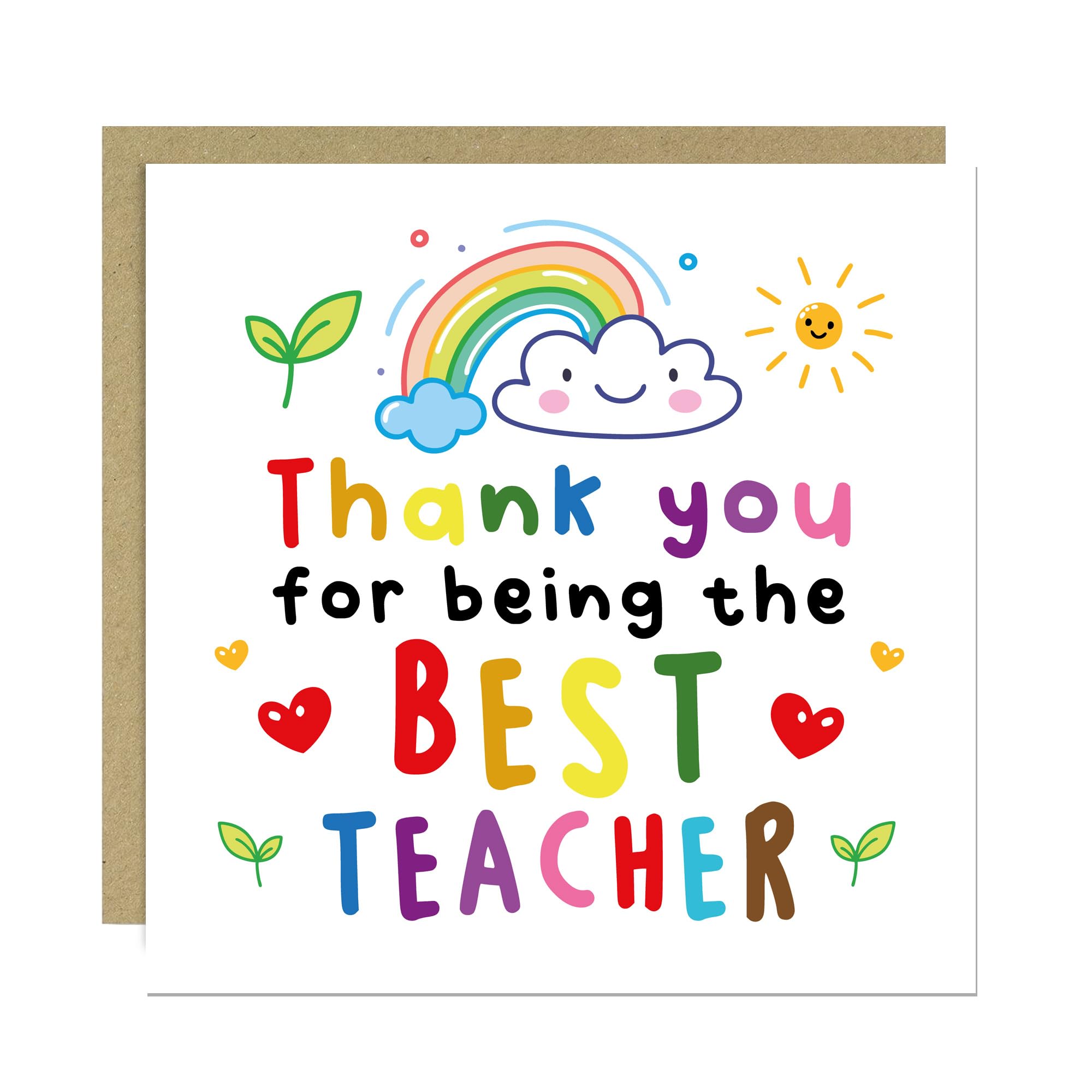 RED OCEAN Teacher Card For Best Teacher Thank You Cards for Card Thanks With Envelope Included Leaving School Nursery From Student Child