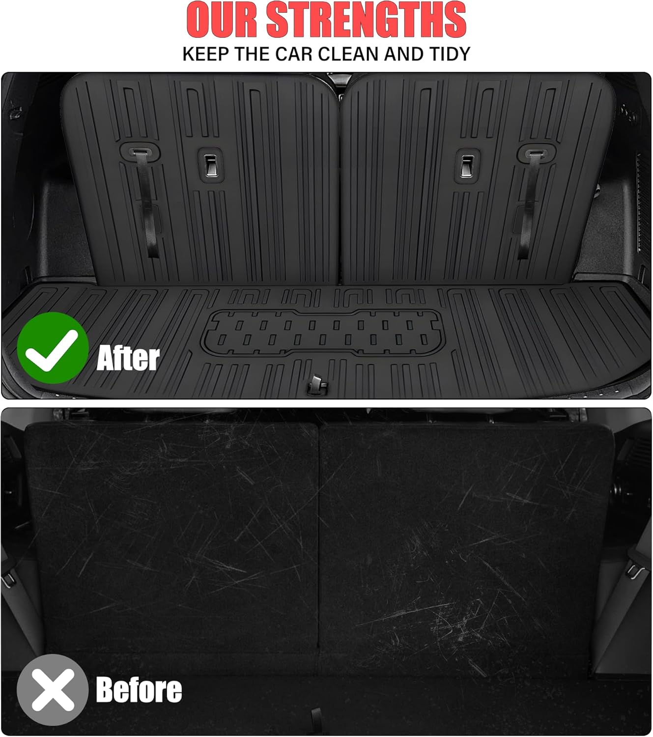 Floor Mats for 2021-2026 Kia Sorento 6&7 Seats (not for Hybrid) Trunk Mat with Backrest Mat All Weather TPE Rubber Cargo Liner Back Seat Cover 3rd Row for 2026 Kia Sorento Accessories - Image 6