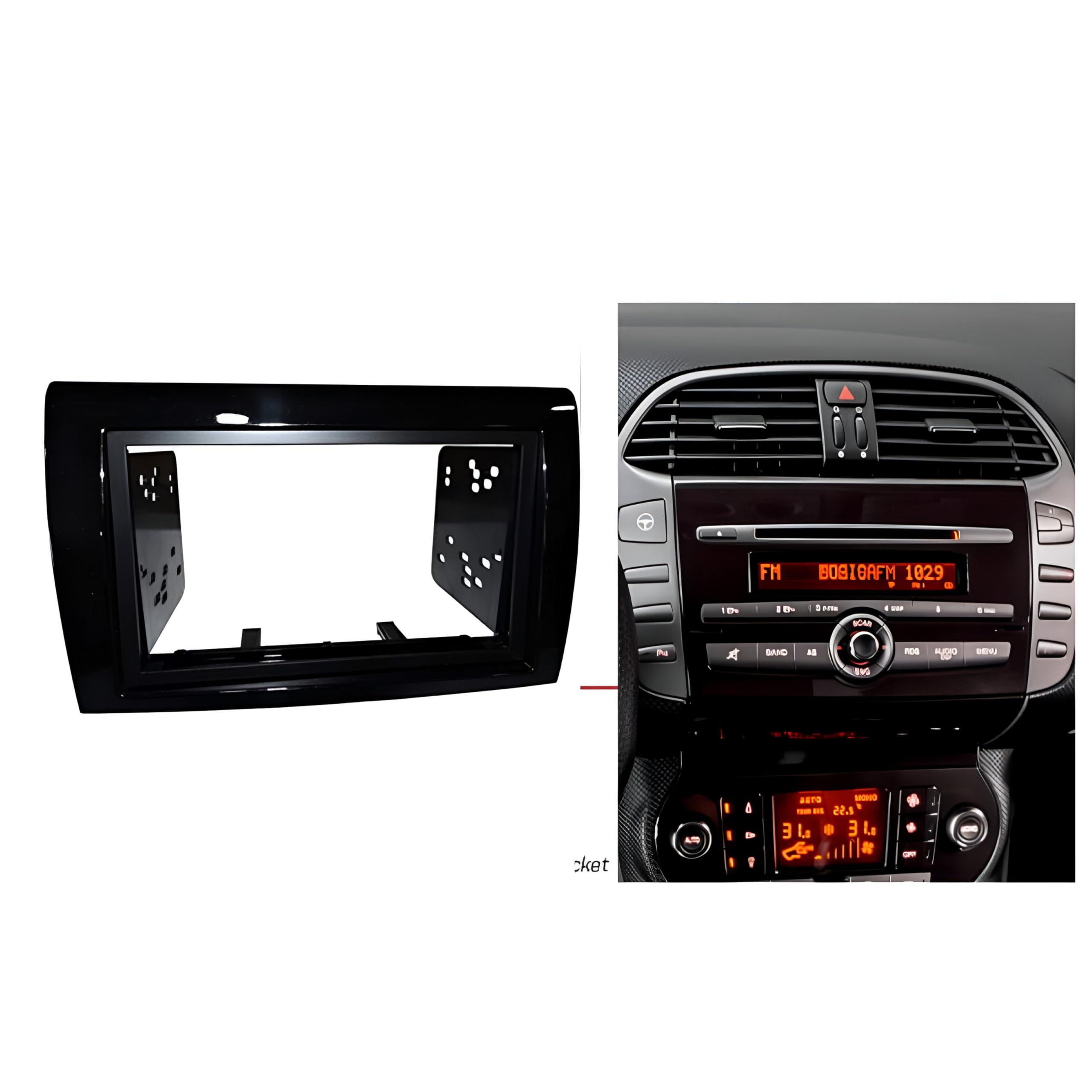 Sound Way Kit Montage Autoradio, Cadre Façade 2 DIN avec Supports de Montage, Adaptateur Antenne, Clés Démontage Compatible avec Fiat Bravo 2007-2016