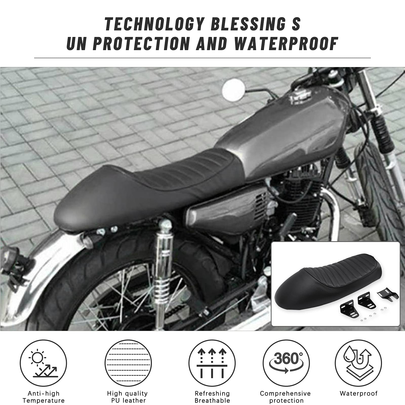 Nero Cafe Racer Sella Moto Vintage Gobba Sella Seduta Piatta Selleria Moto Staffa Di Montaggio Per CB125S CB550 CL350 450 CB CL