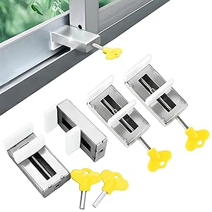 Pack 4 Cierre Ventana Corredera | Cerradura Puerta Corredera | Seguridad Ventanas Niños y Bloqueo Ventanas Correderas
