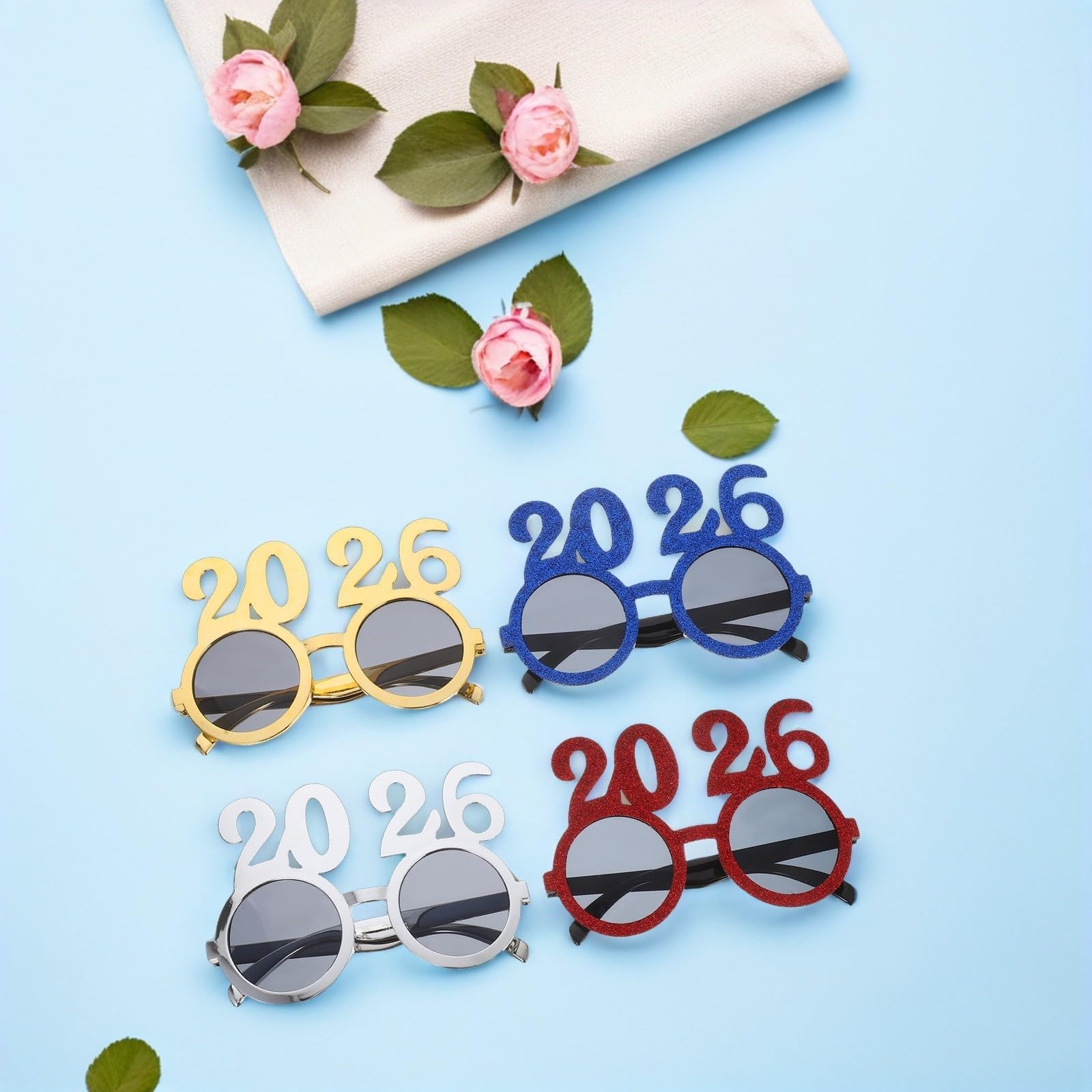 TOYANDONA 16 Stück Partybrille aus PC für Silvester und Neujahr, Leicht | Retro Design mit Bunten Zahlen, Festliche Deko für Selfies, Robust und Formstabil, für Feiern
