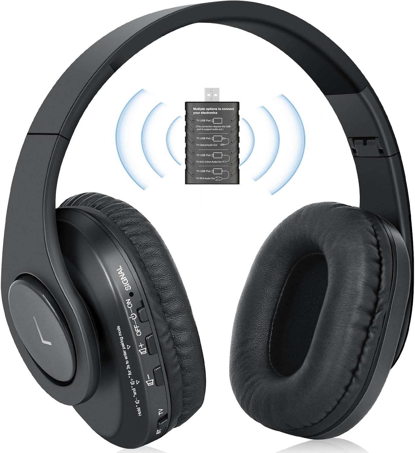 WallarGe Wireless Headphones for TV Watching, TV Headphones Wireless for Seniors, Easy Setup and Comfortable Bluetooth Headphones, 25 Hours Play and No Audio Delay