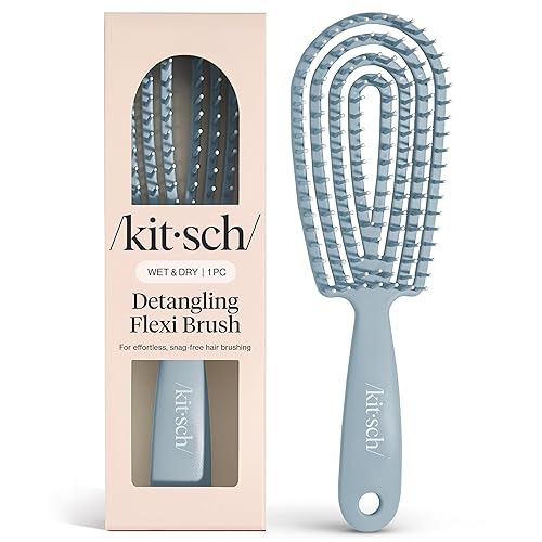 Kitsch Cepillo desenredante  Cepillo flexible para cabello rizado para mujeres, hombres y niños  Cepillo desenredante con marco flexible y cerdas