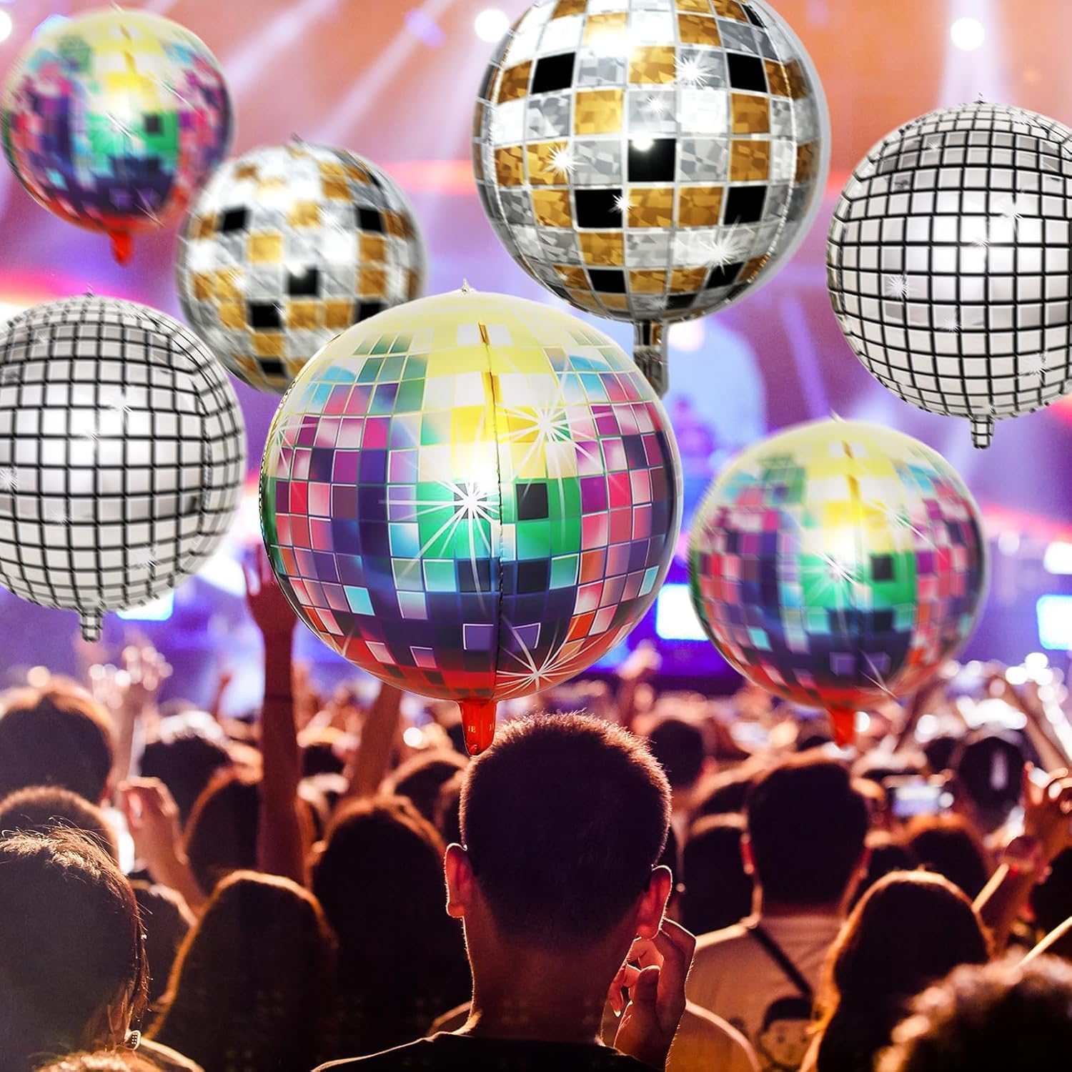 9 Stück Disco-Kugel Luftballons, 22 Zoll, Mehrfarbig – Perfekt Für Mottopartys, Geburtstage & Silvester