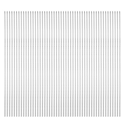 HARFINGTON 50pcs Metal Kebob Skewers 33cm x 3mm Stainless Steel Round Sticks Reusable BBQ Barbecue Skewers Outdoor Grill Grilling Stick for Meat Shrimp Fruit Vegetables