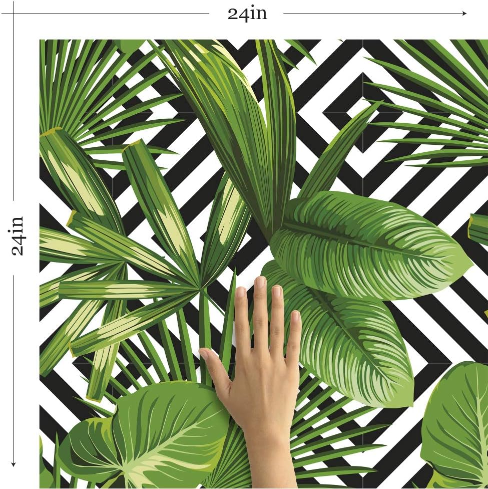Walls By Me Peel and Stick Black and Green Trellis Floral Removable Wallpaper 2062-2ft x 10.5ft (61x320cm)