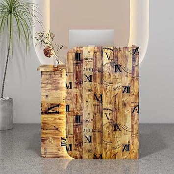 Reception Desk, Reception Desk with Counter, Front Desk Reception Room Table, Modern Retail Counter, Reception Counter with Lockable Drawer, Small Reception Desk, for Home Office Lobby Salon