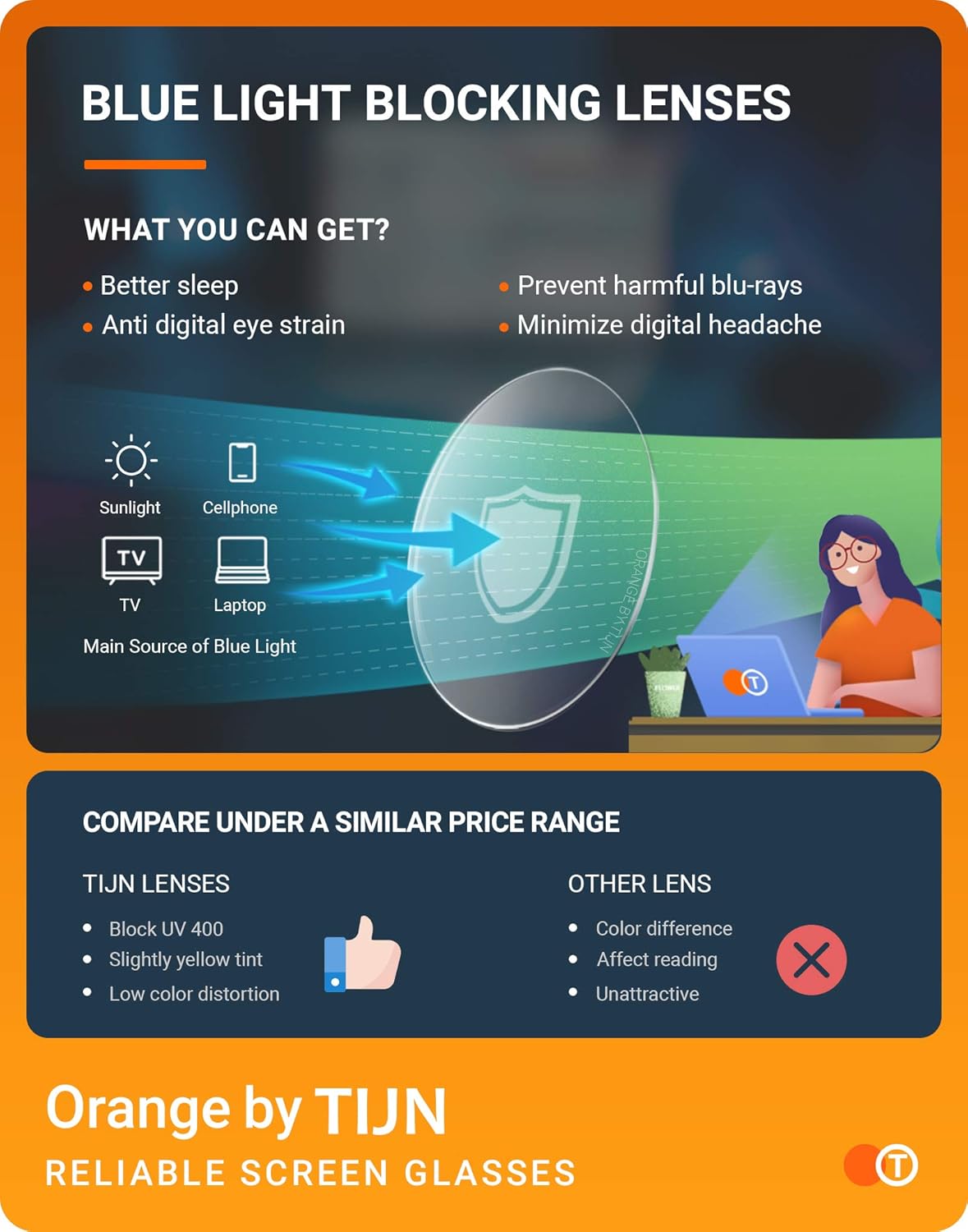 TIJN Gaming Glasses Blue Light Blocking Glasses for Women Men Nerd Eyeglasses Screen Fatigue Anti UV Glare (Transparent(Gaming Glasses)) - Image 4