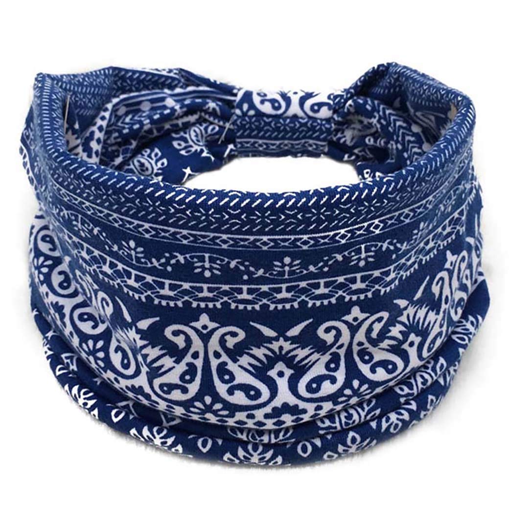 Stretch Wide Hair Bands Stylish Yoga Sweatband for Workout, Running, Tennis, Badminton, Marathons, Cycling, Gym Headbands Women Men, Bohemian Men-image-28