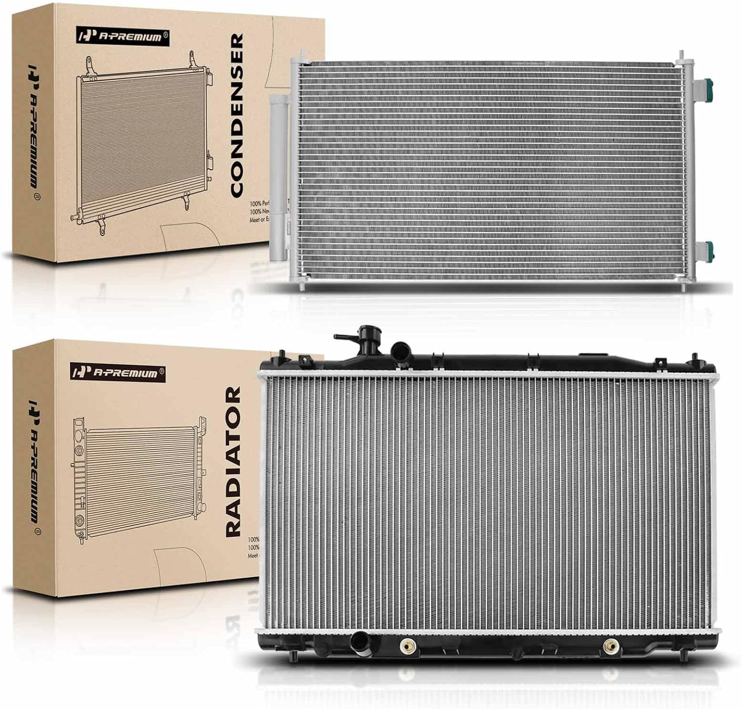 A-Premium Engine Coolant Radiator & A/C Condenser Cooling Kit Compatible with Honda CR-V CRV 2007 2008 2009 2.4L, Automatic Transmission, 2-PC Set, Replace# 19010RZAA51