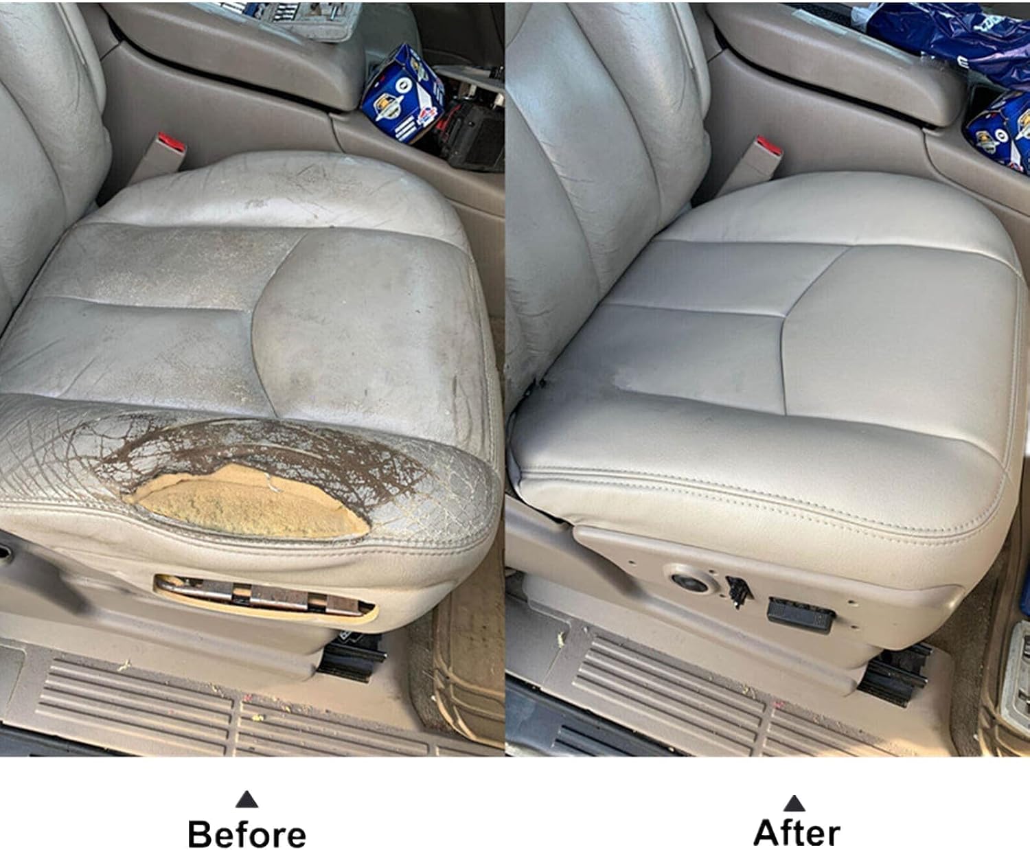 SecosAutoparts Driver Side Bottom Replacement Leather Seat Cover Tan# 522 or 52i Compatible with Chevy Tahoe Suburban Compatible with GMC Yukon 1500 2500 2003 2004 2005 2006