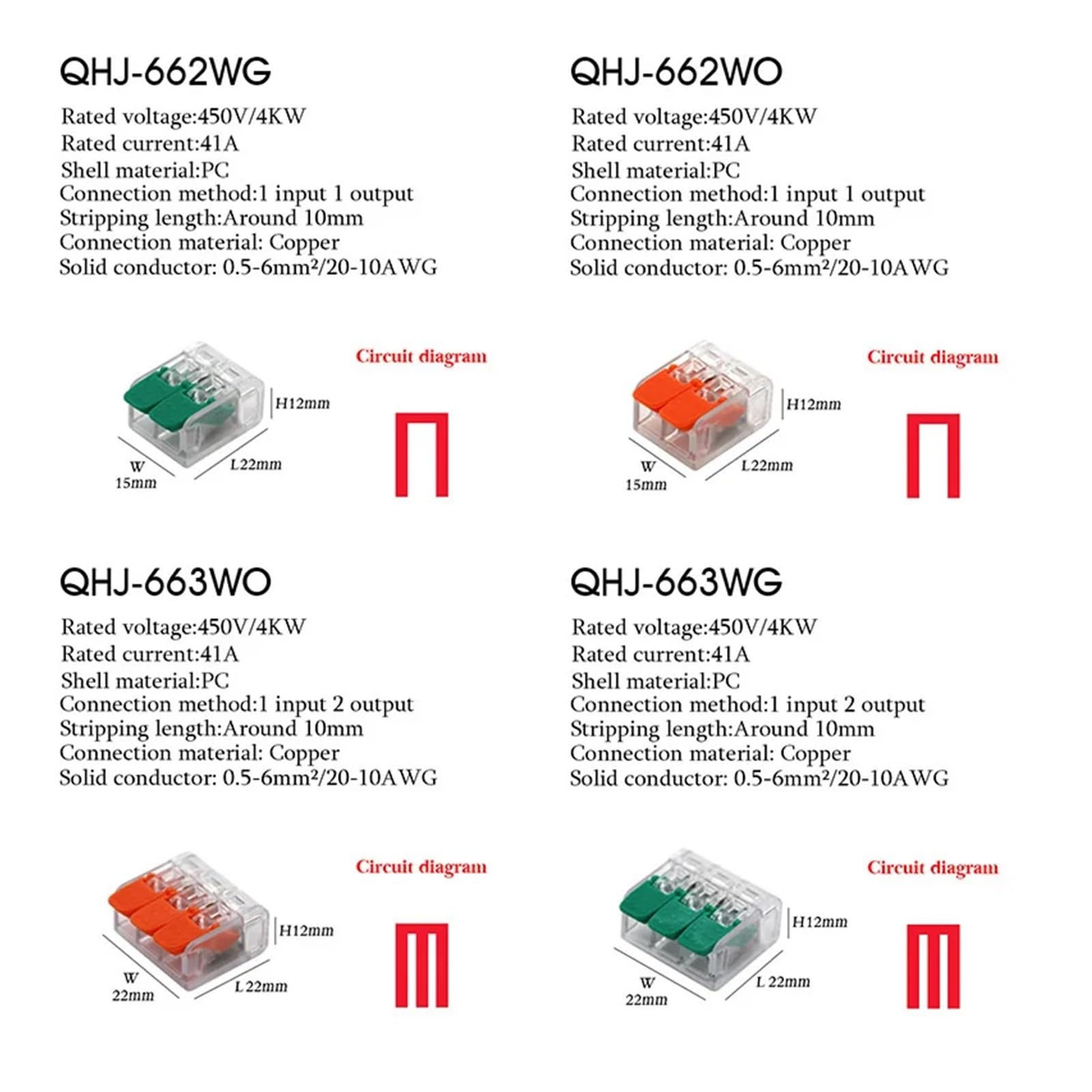 Złącza kablowe Mini szybkozłączka Uniwersalne kompaktowe złącze elektryczne do przewodów wtykowych 4 mm2 6 mm2 Przezroczyste(663WO,100PCS)