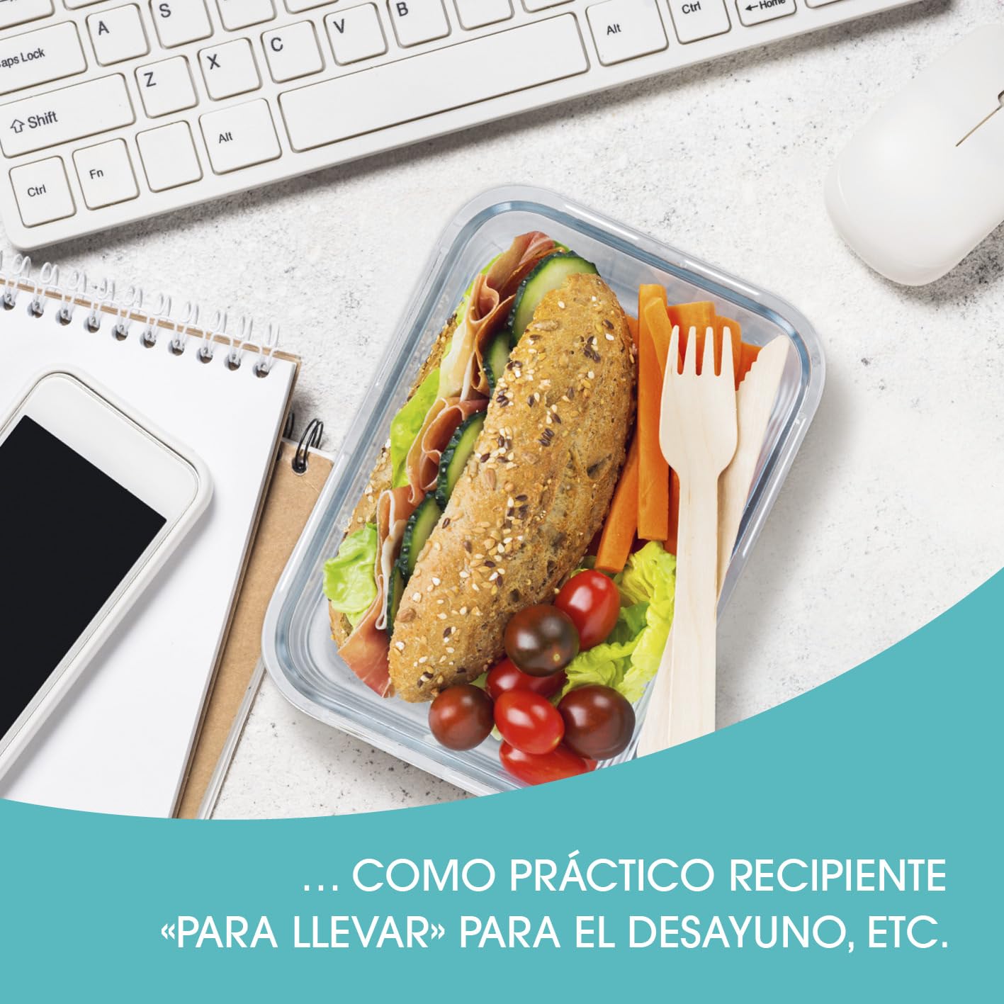 GOURMETmaxx Set de 8 contenedores de Alimentos de Vidrio, Incluyendo la Tapa | Cierre cuádruple y Sello de Silicona, conservación del Aroma de la Comida