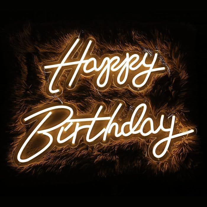 Buy HOMIER Happy Birthday Hanging Neon Sign Birthday Party LED Sign